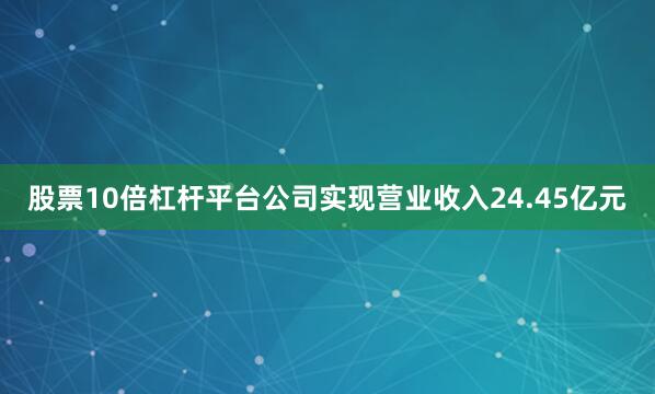 股票10倍杠杆平台公司实现营业收入24.45亿元